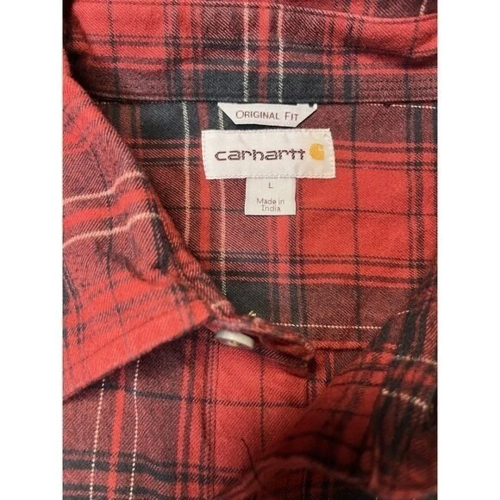 Carhartt Original Fit Plaid Flannel Shirt Mens Large‎ Red Plaid Workwear